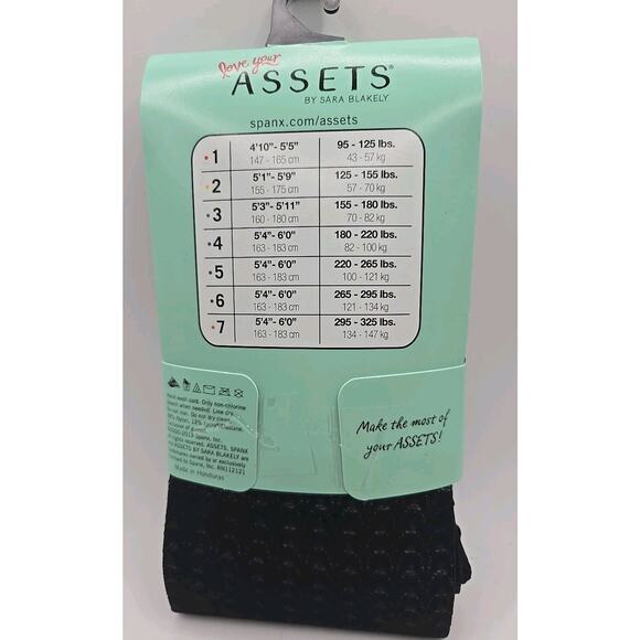 2 Pair Of Spanx Assets Shaping Tights Black Textured Wishbone Size 4 NWT - Picture 3 of 6